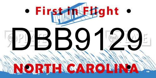 DBB9129 North Carolina License Plate