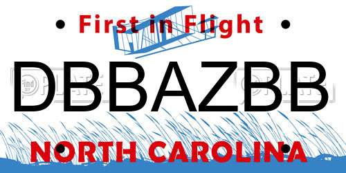 DBBAZBB North Carolina License Plate
