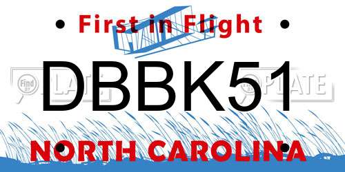 DBBK51 North Carolina License Plate