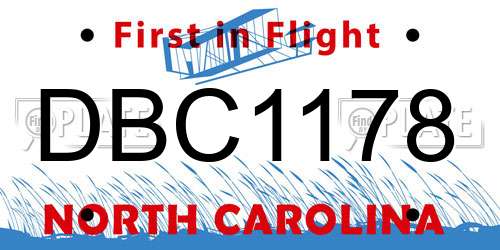 DBC1178 North Carolina License Plate