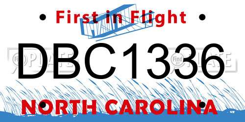 DBC1336 North Carolina License Plate