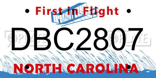 DBC2807 North Carolina License Plate