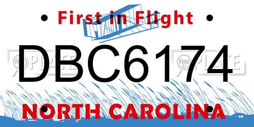 DBC6174 North Carolina License Plate