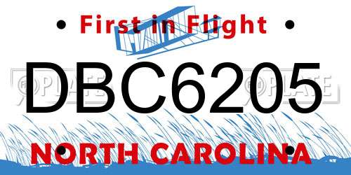 DBC6205 North Carolina License Plate