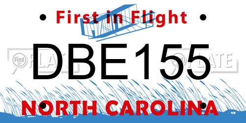 DBE155 North Carolina License Plate