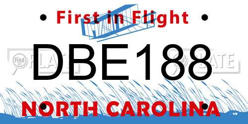 DBE188 North Carolina License Plate