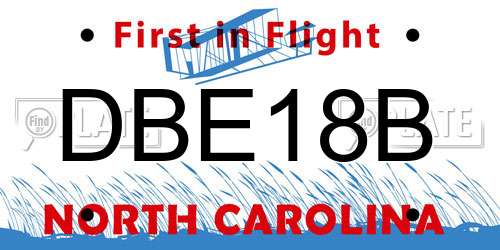 DBE18B North Carolina License Plate