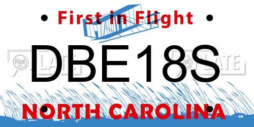 DBE18S North Carolina License Plate
