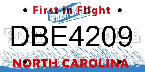 DBE4209 North Carolina License Plate