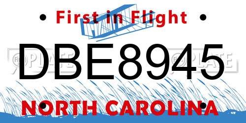 DBE8945 North Carolina License Plate