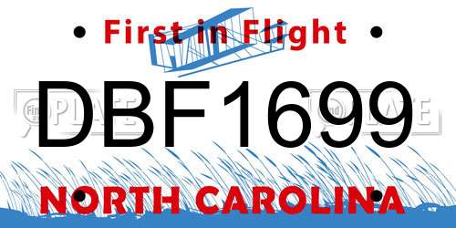 DBF1699 North Carolina License Plate