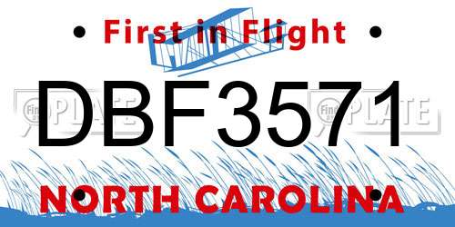 DBF3571 North Carolina License Plate