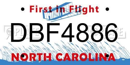 DBF4886 North Carolina License Plate