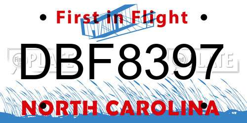 DBF8397 North Carolina License Plate