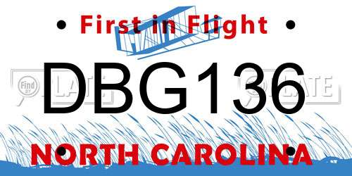 DBG136 North Carolina License Plate