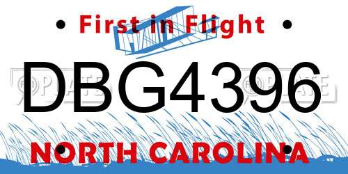 DBG4396 North Carolina License Plate