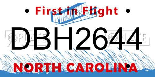 DBH2644 North Carolina License Plate