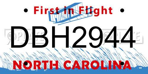 DBH2944 North Carolina License Plate