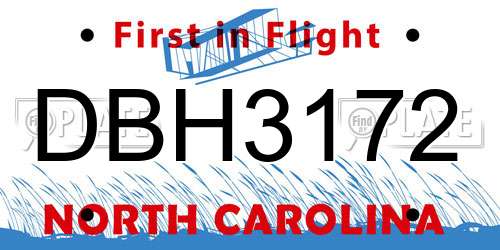 DBH3172 North Carolina License Plate