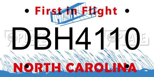 DBH4110 North Carolina License Plate