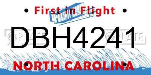 DBH4241 North Carolina License Plate