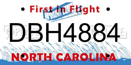 DBH4884 North Carolina License Plate