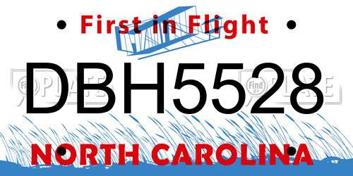 DBH5528 North Carolina License Plate