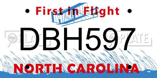 DBH597 North Carolina License Plate