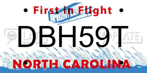 DBH59T North Carolina License Plate