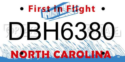 DBH6380 North Carolina License Plate