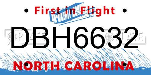 DBH6632 North Carolina License Plate