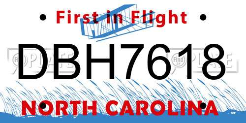 DBH7618 North Carolina License Plate