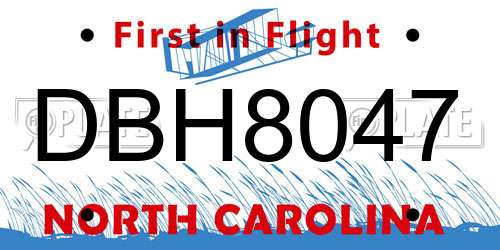 DBH8047 North Carolina License Plate