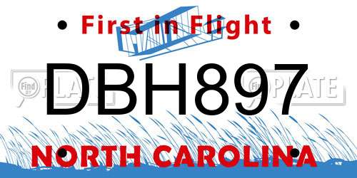 DBH897 North Carolina License Plate