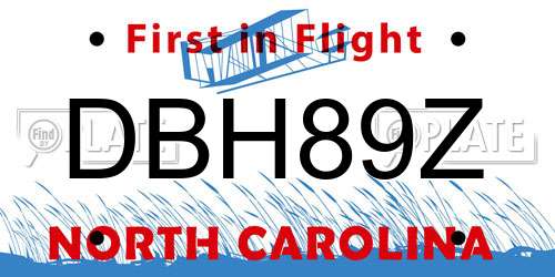 DBH89Z North Carolina License Plate