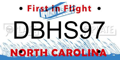 DBHS97 North Carolina License Plate