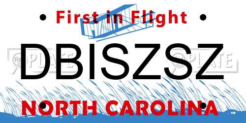DBISZSZ North Carolina License Plate
