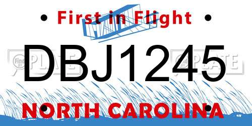 DBJ1245 North Carolina License Plate
