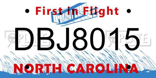 DBJ8015 North Carolina License Plate