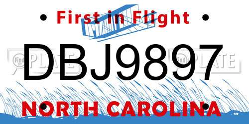 DBJ9897 North Carolina License Plate