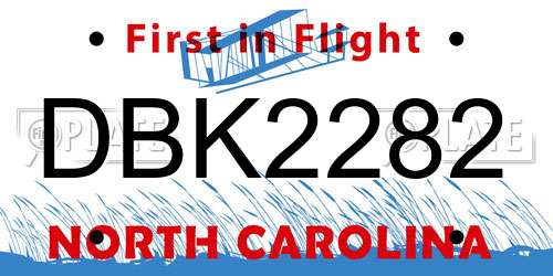 DBK2282 North Carolina License Plate