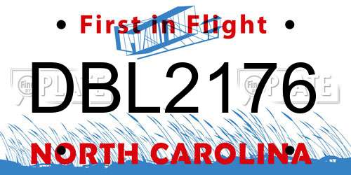 DBL2176 North Carolina License Plate