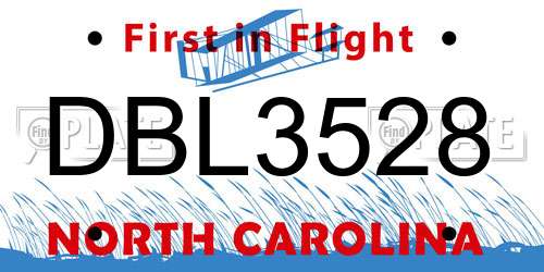 DBL3528 North Carolina License Plate