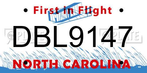 DBL9147 North Carolina License Plate
