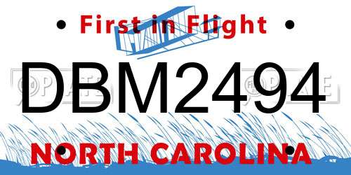DBM2494 North Carolina License Plate