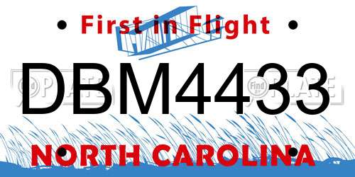 DBM4433 North Carolina License Plate