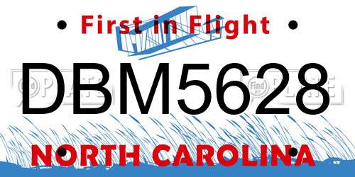 DBM5628 North Carolina License Plate
