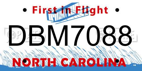 DBM7088 North Carolina License Plate