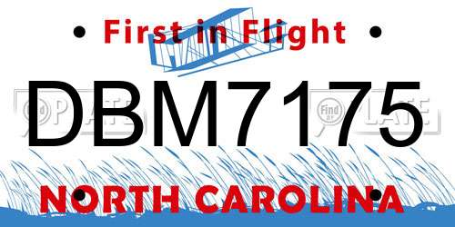 DBM7175 North Carolina License Plate
