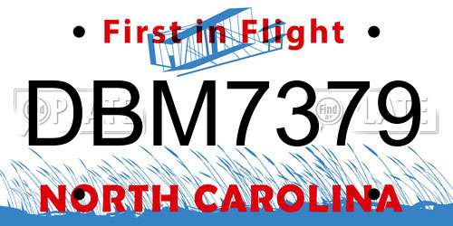 DBM7379 North Carolina License Plate
